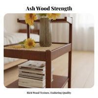 Minimalist Design Bedside Storage Table Compact Design 2-Tier Woven-Top Stand Space-Saving Nightstand Multi-Purpose for Apartment Dwellers, Homeowners, Students, Bedroom, Small Areas, Living Room, Home Away Ice