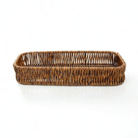 Wicker Cutlery Basket Rattan Cutlery Tray Low-Profile for Countertop, Buffet