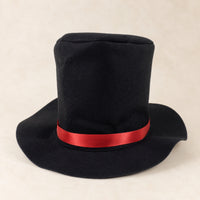 Red Ribbon Band Pointed Felt Hat Wide Brim Hat