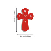 Modern Cross-Shaped Wall Clock Battery Operated Cross Wall Clock Compact Timepiece Lightweight for Living Room, Bedroom