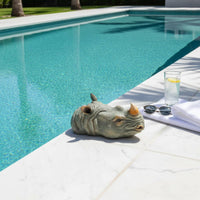 Waterproof Floating Rhino Statue Long-Lasting Outdoor Decoration Small for Aquarium