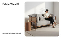 Available in Multiple Sizes Upholstered Couch with Woven backrest Fusion Design Sofa Modern Aesthetic Living Room Furniture Plush Comfort for Families, Homeowners, partners, Den, Home
