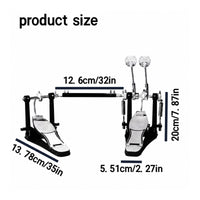 Adjustable Double Bass Drum Pedal Universal Double Kick Pedal Compatible Driveshaft Rod Responsive for Practice Rooms