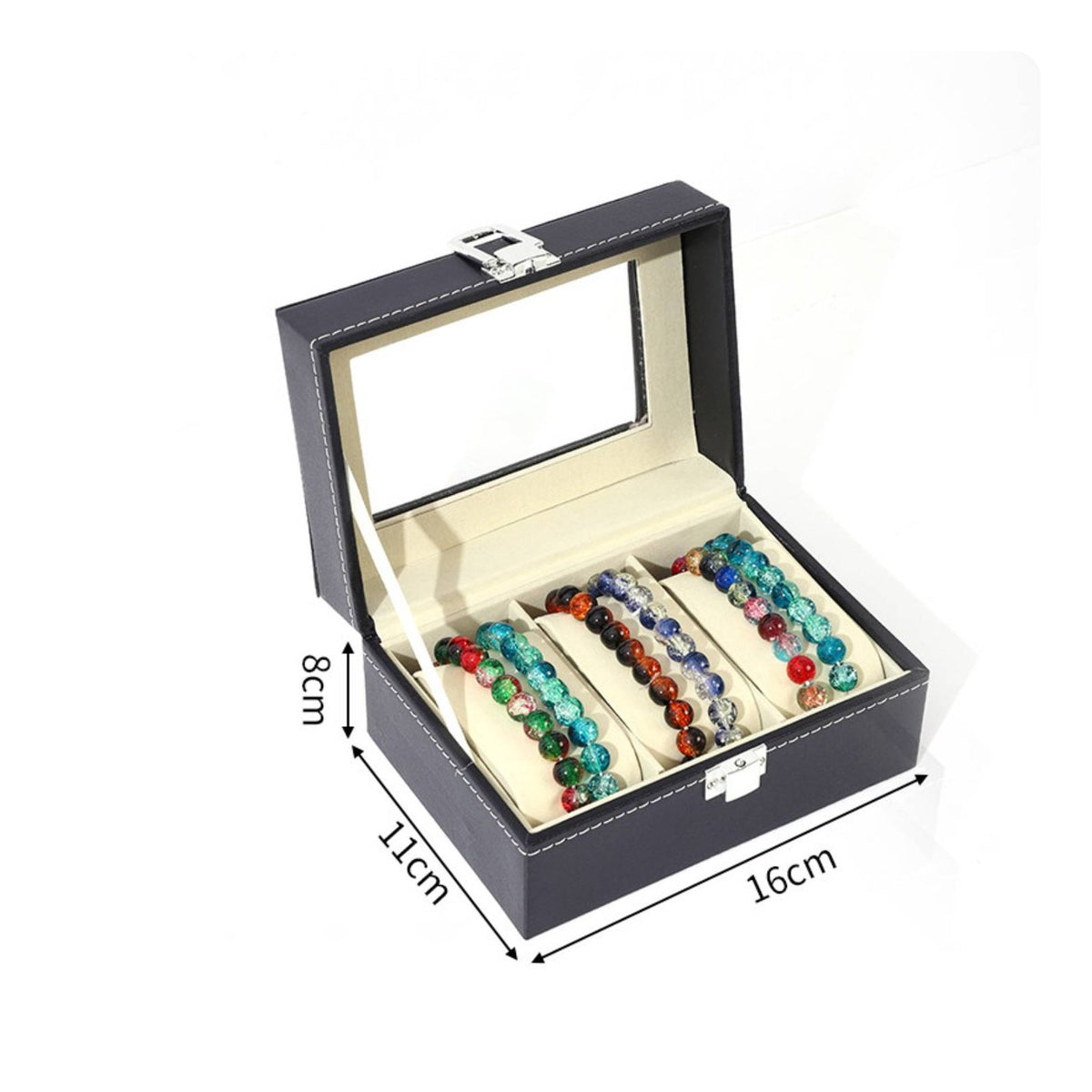 Dustproof Bracelet Storage Box Large Capacity Bracelet Organizer Box Faux Leather Exterior for Closet