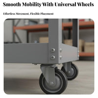 3-Tier Tool Cart 360-Degree Swivel Casters 3 Tier Rolling Tool Cart Industrial-Grade Steel Portable Workstation Trolley with Wheels for Warehouse
