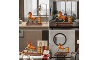 Horse Figurine with Pen Holder Vintage Horse Statue with Pencil Cup Multifunctional Desktop Pen Holder for Study