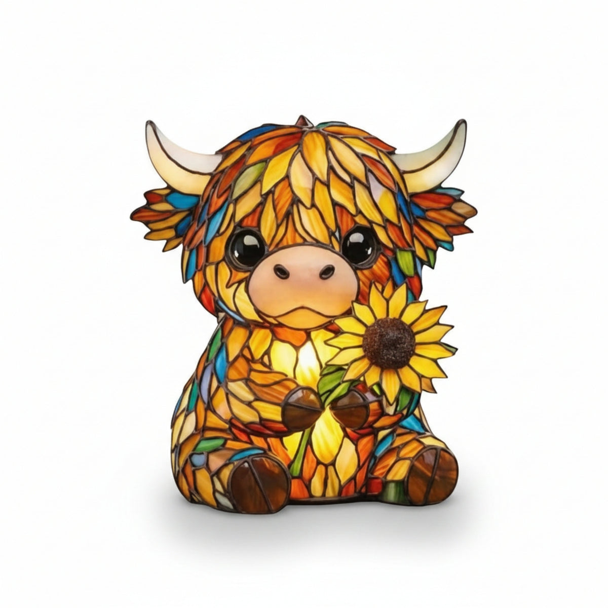 Multicolor Highland Cow Night Light USB Powered Daisy Cow Night Light Control 3D Animal Lamp Decorative