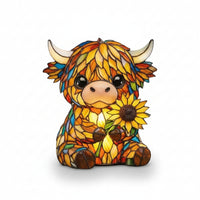 Multicolor Highland Cow Night Light USB Powered Daisy Cow Night Light Control 3D Animal Lamp Decorative