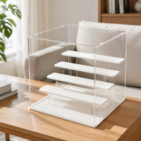 Acrylic Display Cabinets, Clear Model Display Case with Lid & Internal Shelves, Dustproof Collectible Display Case for Figurines, 31.5cm