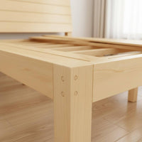 Fir Wood Slatted Bed Economy Model Solid Wood Bed Frame Reinforced Support Bedstead for Rental Apartment, Dorm Room
