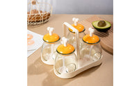 4-Piece Seasoning Box Set Clear Design 4-Piece Seasoning Jar Set Easy to Washable Handle Condiment Server for BBQ