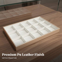 Jewelry Display Tray Gold-Tone Trim PU Leather Storage Tray PU Leather Jewelry Holder Elegant Design Long-Lasting Construction