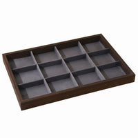 Wood-Grain Jewelry Display Tray Gray Gray Interior Jewelry Tray Rectangular Accessory Storage uncoveredTop