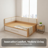 raiseTop Storage Bed with Drawers Space-Saving Design Bedroom Furniture Multi-Functional for Homeowners, Hosts, Small areas, Living Room, Home Office