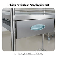 Stainless Steel Medical Cart Heavy Duty Hospital Instrument Cart Rust-Resistant 2-Tier Rolling Trolley for Nurses, Procedure Room, Testing Facility