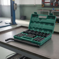 Metric Deep Socket Set Professional Socket Set with Carrying Case Heavy-Duty Drive Sockets Portable for Mechanics, DIYers, Workshop, Garage