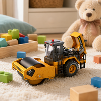 Road Roller Car Toy Construction Vehicle Alloy Large Mini Car Inertia Drive 4-6 Years Old Boys Birthday Present