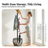 Freestanding Rolling Clothes Rack with Shelves Easy to Move Wheeled Clothes with Bottom Shelf Minimalist Design Garment Stand Space-Saving for Students, Renters, Homeowners, Bedroom, Living Room, Entryway, walk-through Closet