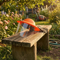 Debris-Blocking Grass Cutting Face Guard Splash-Resistant Gardening Face Guard Orange and Black Safety Gear Head-Worn