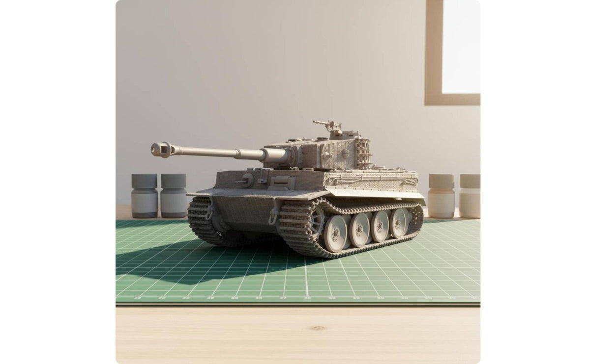 3D Printed 1/72 Tiger Armored Vehicle Kit Full Interior German Tiger Armored Vehicle Model Anti Texture Protective Plating Model Easy Assembly for Hobby Collectors