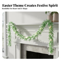 Easter Tinsel Garland Glittery Easter Bunny Garland Shiny Bunny Cutout Tinsel for DIY Decorators, Homeowners, Classroom, Doorway, Staircase