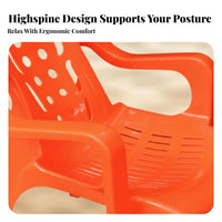 Thickened Design Highrear Monobloc Armchair Weather-Resistant Patio Chair Easy to Clean Lounge Seat Lightweight for Adults, Homeowners, event Planners, Beach, waterside, Garden, rearyard