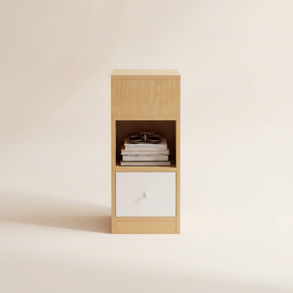 Bedside Cabinet with Drawer Bedside Table with Wheels Space-Saving Narrow Storage Cabinet for Small Bedroom, Dorm Room