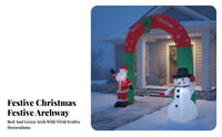 Santa Snowman Arch Red and Green Christmas Arch Inflatable Snowflake Pattern Bow Top