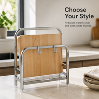 Thickened 304 Stainless Steel Cutting Board Holder with Lid Storage for Kitchen Countertop, No Installation Required
