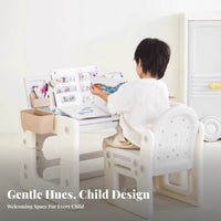Adjustable Block-Building Table Ergonomic Design two-sidedSurface Play Table with Storage Multi-Functional Safe Rounded Edges