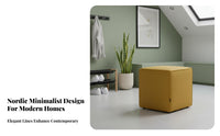 Versatile Design Upholstered Cube Ottoman Multi-Functional Upholstered Cube Seat adaptable Use Footrest Minimalist aesthetic for Apartment Dwellers, Homeowners, Living Room, Entryway, Home Office, Playroom