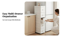 Space-Saving Narrow narrow-space Rolling Rack Easy-Glide Drawers Slim narrow-space single unit Mobile with casters Household Storage Multi-Tier for Apartment Dwellers, Homeowners, Families, Kitchen, Bathroom, Laundry Room, Office