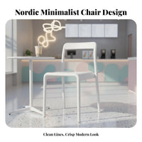 Nordic Design Armless Side Chair Stackable Design Molded Backrest Stool Space-Saving Stacking Seat Thickened Build for Facility Managers, Business Owners, Dining Room, Banquet Hall, Office, Lobby