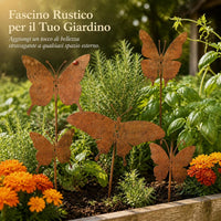 Rustic Metal Butterfly Garden Decor Stakes - Set of 1, 5, or 7