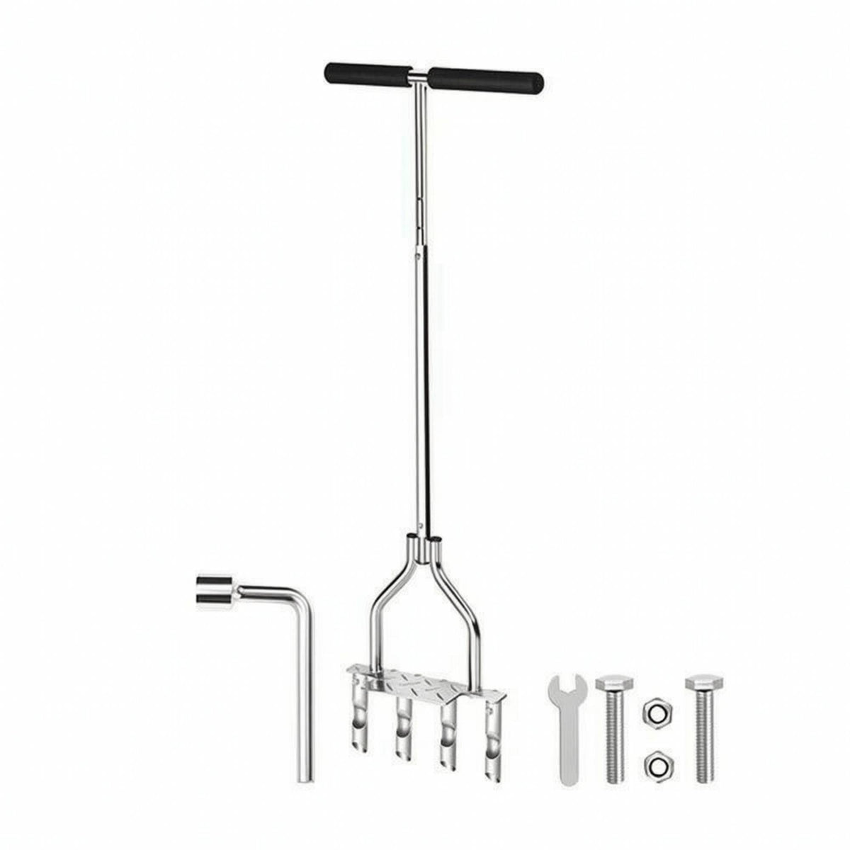 Step-on Lawn Aerator Adjustable Lawn Aerator with Hollow Tines 4-Spike Soil Loosening Tool Wide for Gardeners