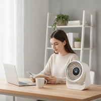 Desktop Circulation Fan Quiet Rechargeable Fan with LED Display Adjustable for Bedroom