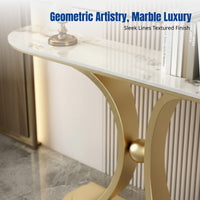 Contemporary Entryway Table, Marble Top, Metal Frame, Living Room