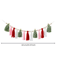 Tassel Garland Festive Banner with Wood Beads Wooden for Photo Backdrop, Nursery