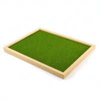 Wooden Base with Grass Wood Miniature Display Base Layered Wooden Scenery Tray for Hobbyists