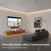 TV Cabinet Minimalist Design TV Cabinet with Display Screen Shelf Solid Wood Construction Entertainment Center for Home Theater Enthusiasts