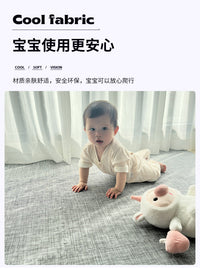 夏季拼接凉席地垫卧室地毯冰丝大块爬行垫客厅阳台午休打地铺免洗 60*60*1.0厚底大块【9片装】送边条 草绿+海蓝【环保免打理】