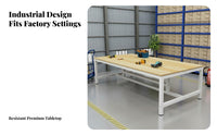 Double-Layer Workbench Easy Assembly Heavy Duty Packing Table Scratch Resistant Powder Coat Two-Tier Work Table with Shelf for Factory Workers, Garage