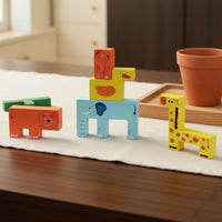 Animal Stacking Blocks Educational Wooden Stacking Blocks Promotes Logical Thinking Wooden Animal Puzzle for Kids, Classroom