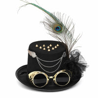 Lightweight Top Hat with Feather Vintage Steampunk Top Hat for Cosplayers, Cosplay, Halloween