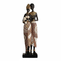 African-Influenced Resin Figurine Gold-Tone Accents African Woman Statue Collectible Hand-Painted Human Sculpture