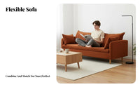 Japanese aesthetic Corduroy Settee Retro Sofa space-saving Living Room Furniture Minimalist for Apartment Dwellers, Interior Design aficionados, Young Adults, Studio Flat, Lounge Area, Bedroom, Home Creamice