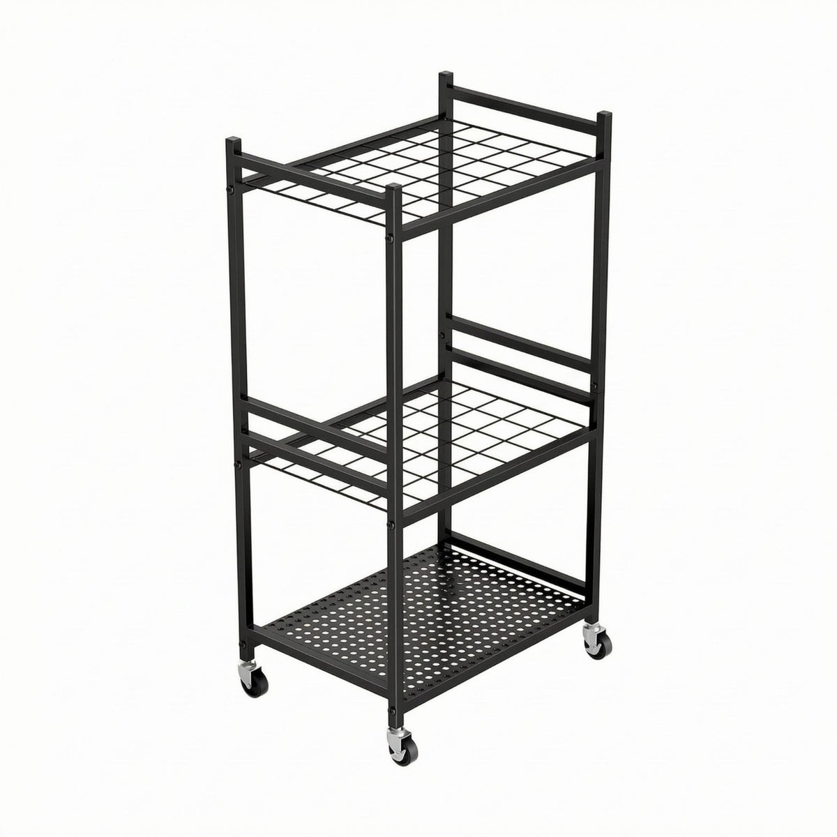 Rolling Tool Rack Open-Frame Long Handle Tool Rack Heavy Duty Garden Organizer Stand for Utility Space