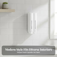 Space Saving Double Chamber Soap Dispenser Wall Mounted Liquid Dispenser Slim Body Hard Edged