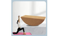 Flat Top Half-Moon Mind-Body Practice Incline Rounded Underside Curved Cork Block Natural Wood Color Crescent Mind-Body Practice Block Ergonomic Shape for Stretching