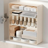 Space-Saving Clear Shelf container Divided Compartments Cacontaineret Organizer adaptable Household Storage adaptable for Home Organizers, Apartment Dwellers, Bathroom, Countertop, Under Sink, wardrobe